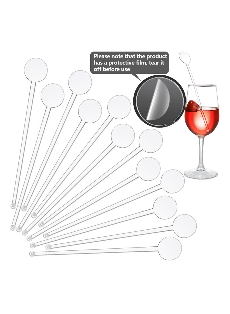 SYOSI Disposable Cocktail Swizzle Sticks, Clear Plastic Stirrers with Disc Top 7 Inches Drinks Mixing Rod for Coffee Cocktail Beverage (50Pcs)