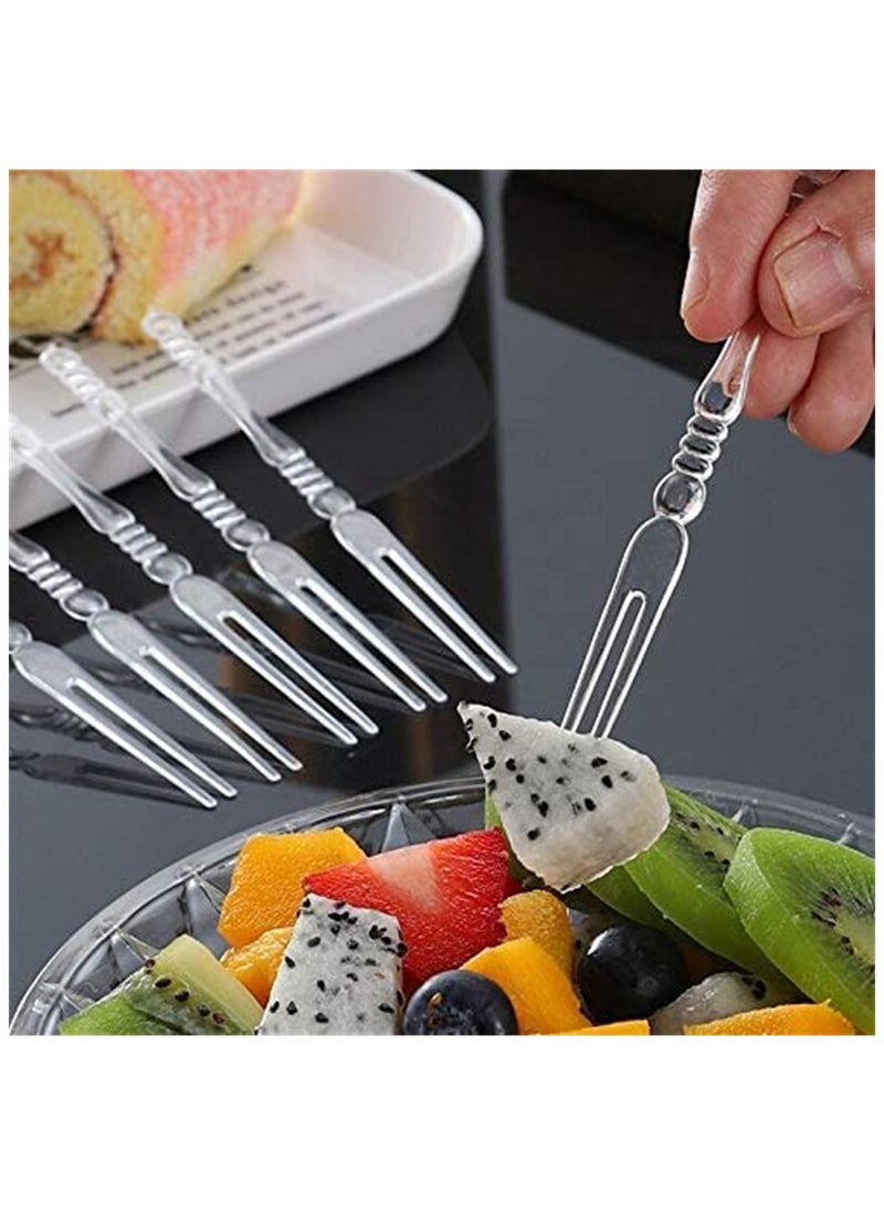Disposable Plastic Fruit Forks, Azonee Mini Forks Bistro Cocktail Forks Tasting Appetizer Forks Set Mini Cake Forks (plastic Fruit-Fork plastic) 200 PCS