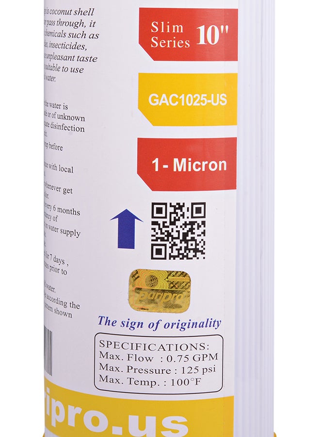 3-Piece Granular Activated Carbon Water Filter Cartridge Multicolour 10inch