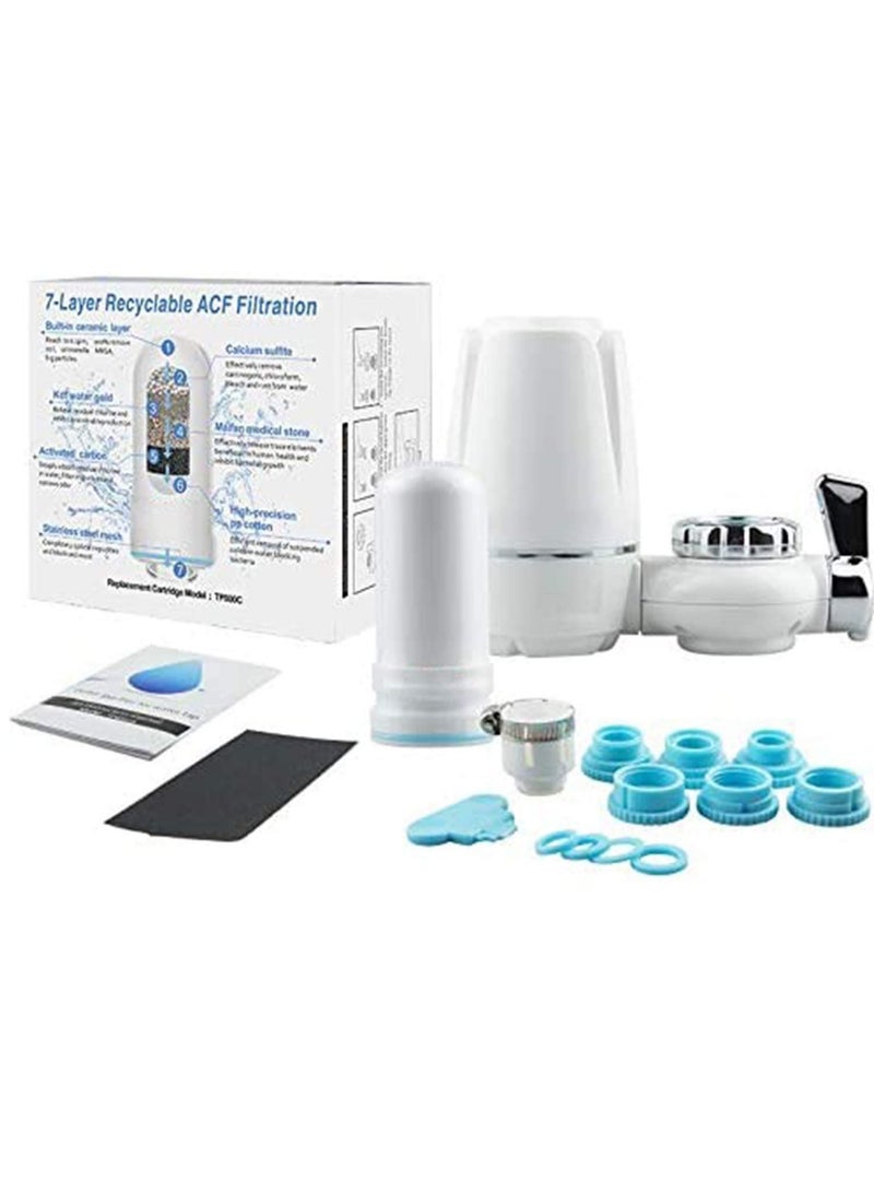 Ceramic Faucet Filter Multi-Stage Advanced Water System Removes Chlorine, Sediment, Chemicals Suitable for Most Taps, Home Kitchen Healthy Drinking