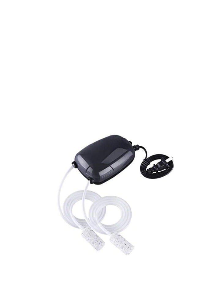 Aquarium Air Pump with Dual Outlets for Whisper Quiet Operation Complete with Accessories Including 2 Air Stones and 2 Meters of Silicone Tubing for Optimal Oxygenation