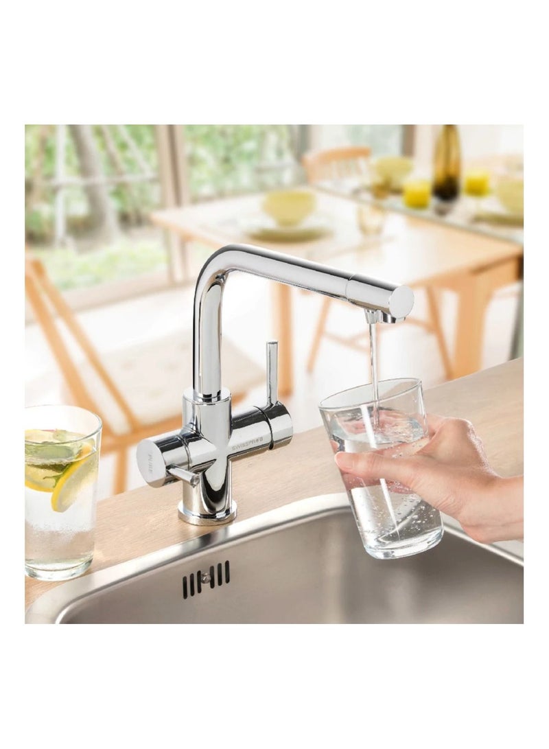 SWISSPRO SAN Series - One Faucet For Washing and Drinking - Water Efficiency Approved Certified - Tap Mixer + Undersink Filter Box. 3-Stage Swiss Technology Filtration System Perfect for Home & office