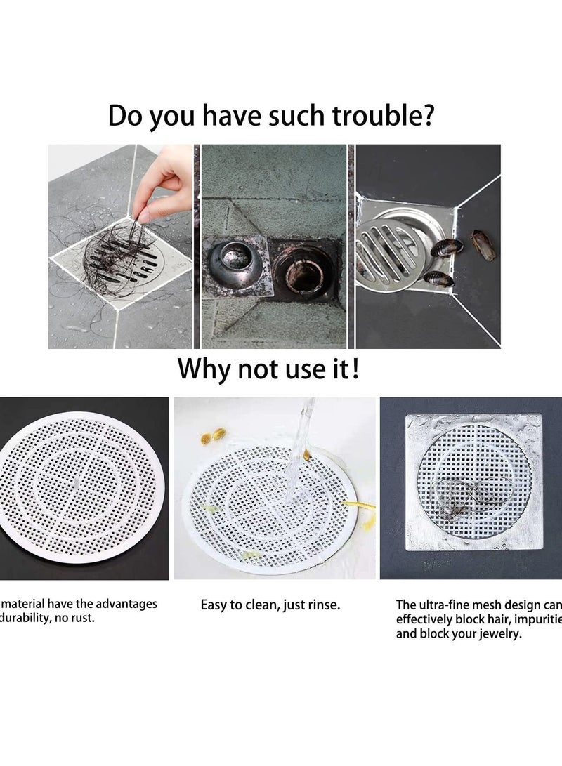 Shower Drain Filter, Hair Extension Mesh Plastic Floor Sink Strainer Can Be Cut Easy to Install and Clean, Fits Different Size Openings, Bathroom, Washbasin, Tub, Kitchen (4 Pieces)