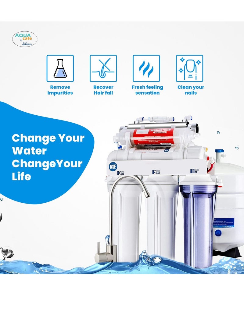 AquaCafe GER50-7s Under Sink Water Filter, Reverse Osmosis UV Mineralization 50 GDP,  Reduces 99% of Chlorine
