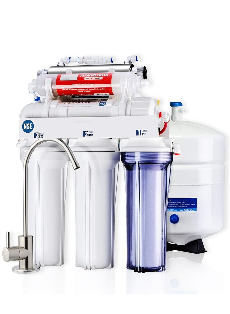 AquaCafe GER50-7s Under Sink Water Filter, Reverse Osmosis UV Mineralization 50 GDP,  Reduces 99% of Chlorine