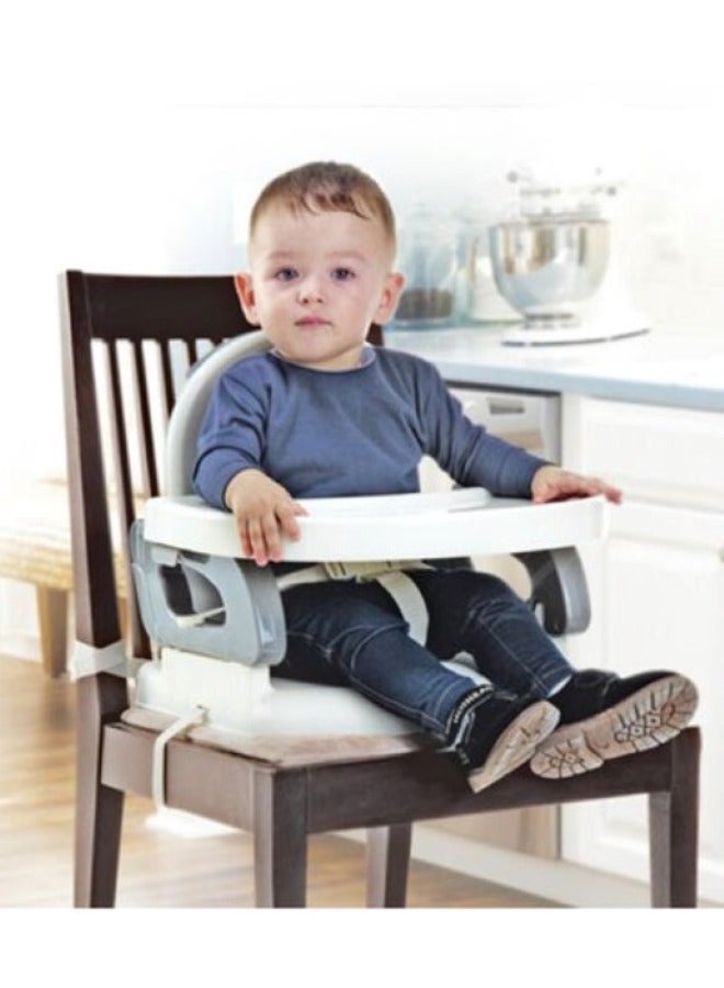 Baby Dining Chair Gray and White, Foldable Infant Portable Liftable Dining Table