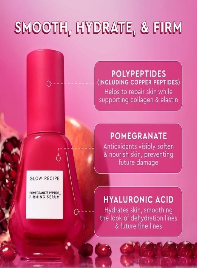 GLOW RECIPE Pomegranate Peptide Firming Serum 30ml – Anti-Aging, Hydrating, and Collagen-Boosting Skincare with Peptides and Pomegranate Extract for Firm, Smooth, and Radiant Skin