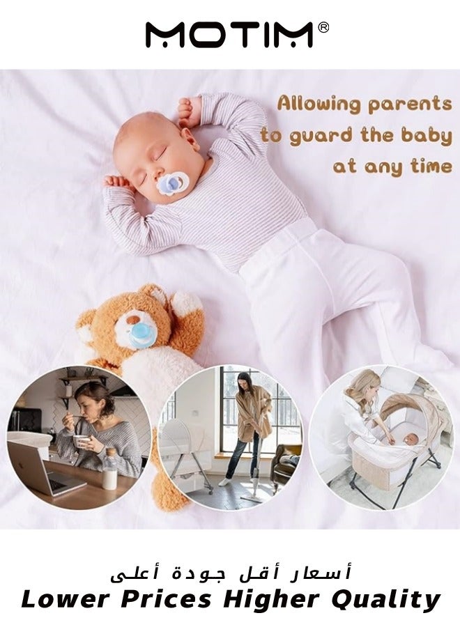 2 in 1 Portable Movable Crib Foldable Baby Bassinet with Mosquito Shade Net Storage Basket and Memory Foam Mattress Khaki
