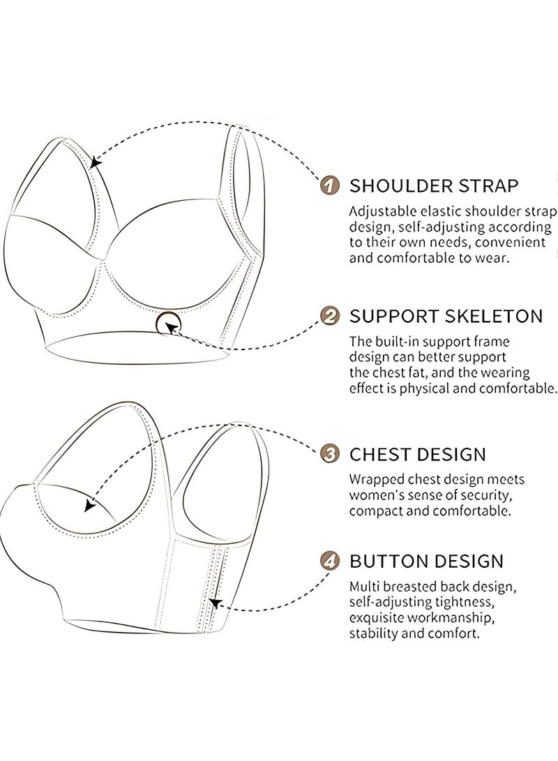 Women's Deep Cup Bra Hide Back Fat Full Back Coverage Fashion Bra with Shapewear Push Up Bra Sculpting Uplift Bra Sport Bra