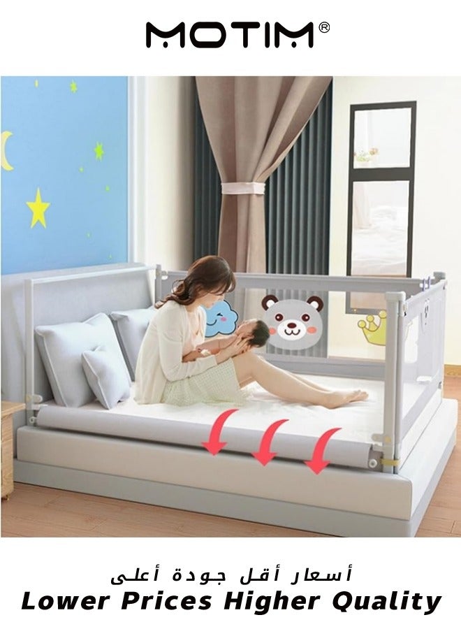 1Piece Bed Rail Guard Barrier for Baby Extra Long Bed Guardrail Adjustable Height and Foldable Safeguard Bed Rails Single Side Bed 200x98cm