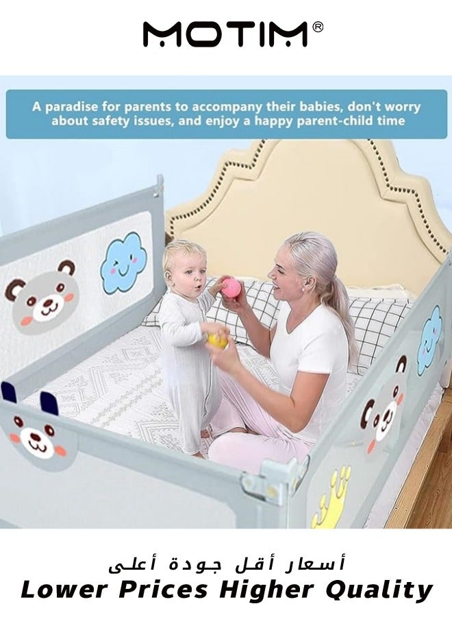 1Piece Bed Rail Guard Barrier for Baby Extra Long Bed Guardrail Adjustable Height and Foldable Safeguard Bed Rails Single Side Bed 200x98cm