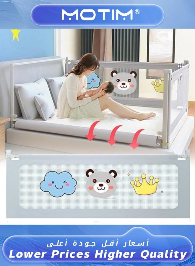 1Piece Bed Rail Guard Barrier for Baby Extra Long Bed Guardrail Adjustable Height and Foldable Safeguard Bed Rails Single Side Bed 200x98cm