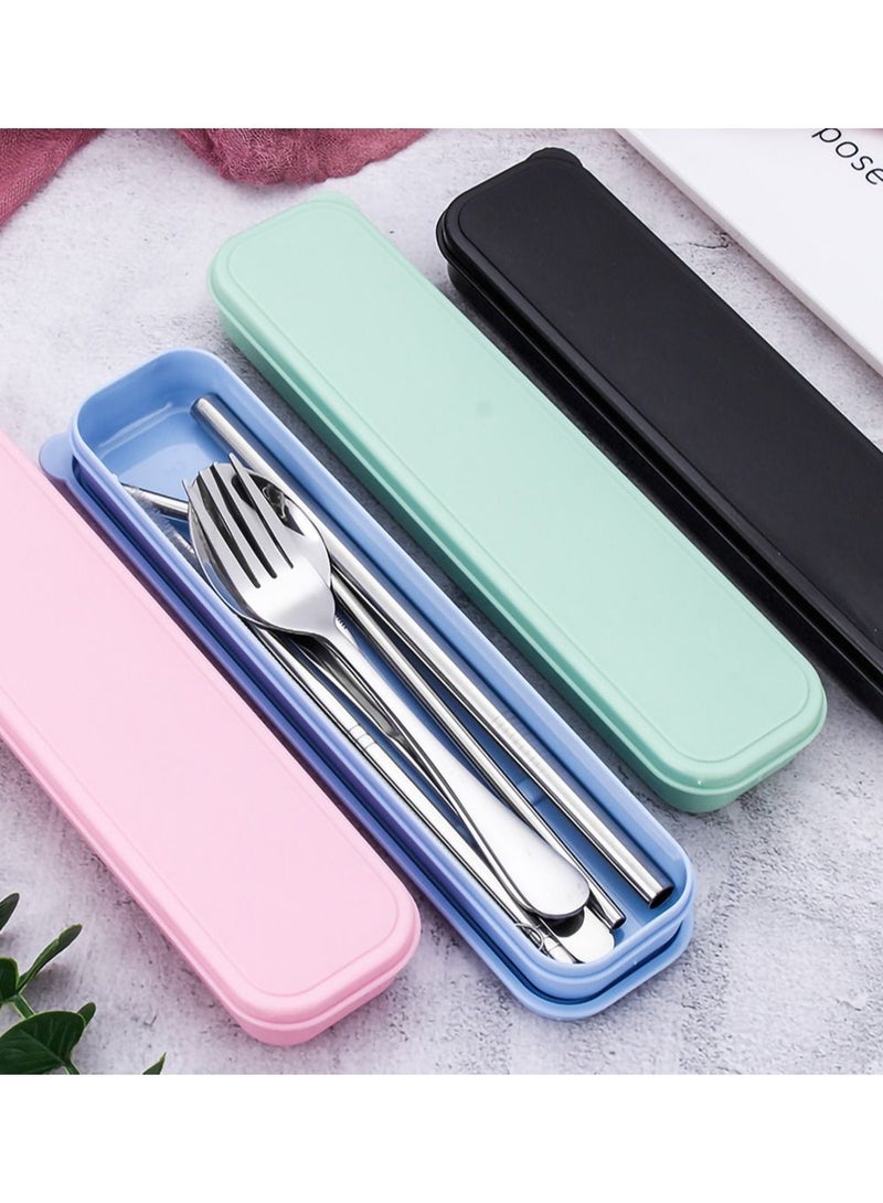 4 Sets Portable Cutlery with Case Travel Utensil Set for Picnic Camping or Daily Use