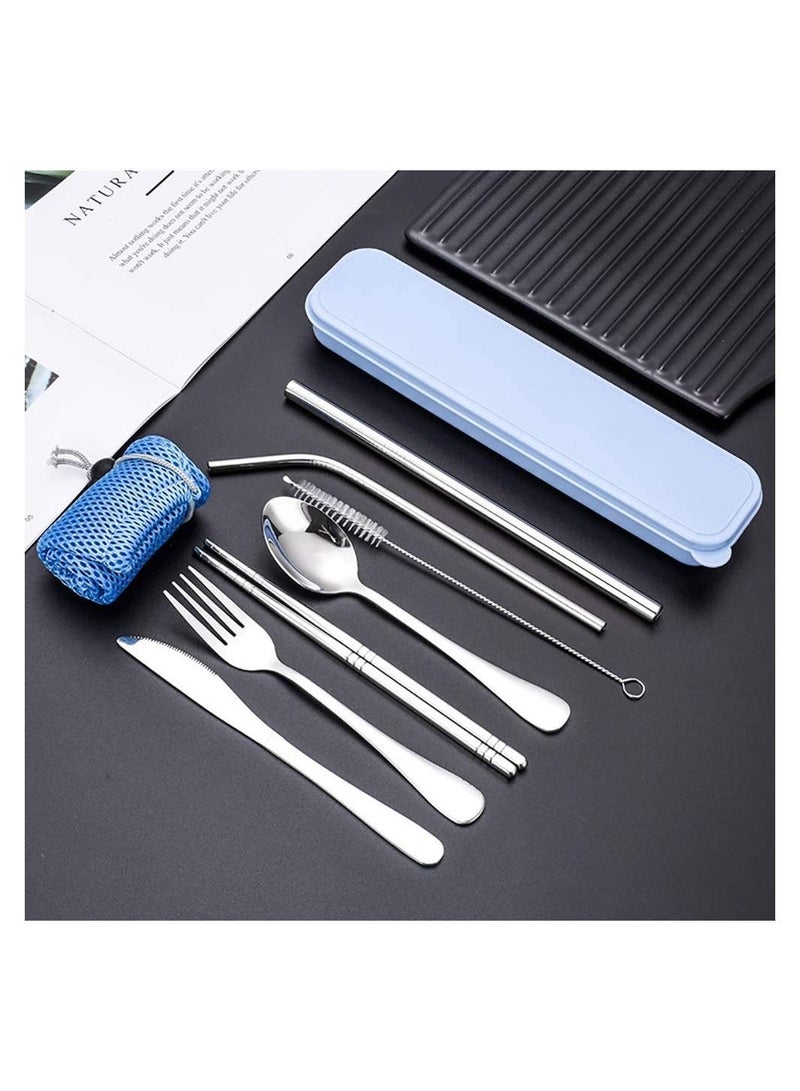 4 Sets Portable Cutlery with Case Travel Utensil Set for Picnic Camping or Daily Use