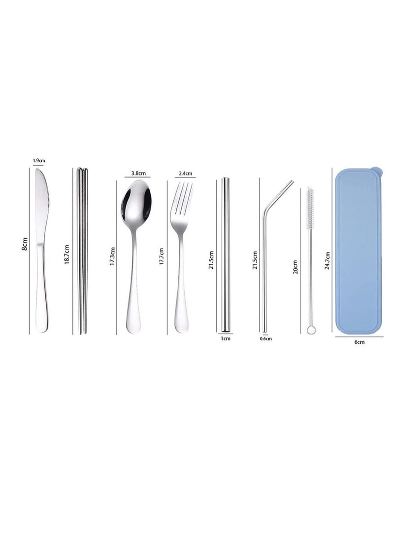 4 Sets Portable Cutlery with Case Travel Utensil Set for Picnic Camping or Daily Use