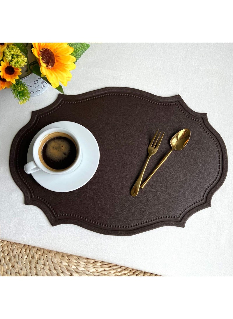 2 pcs Vintage thermal insulation pad, waterproof and oil resistant leather pad, home Western food hotel dining pad