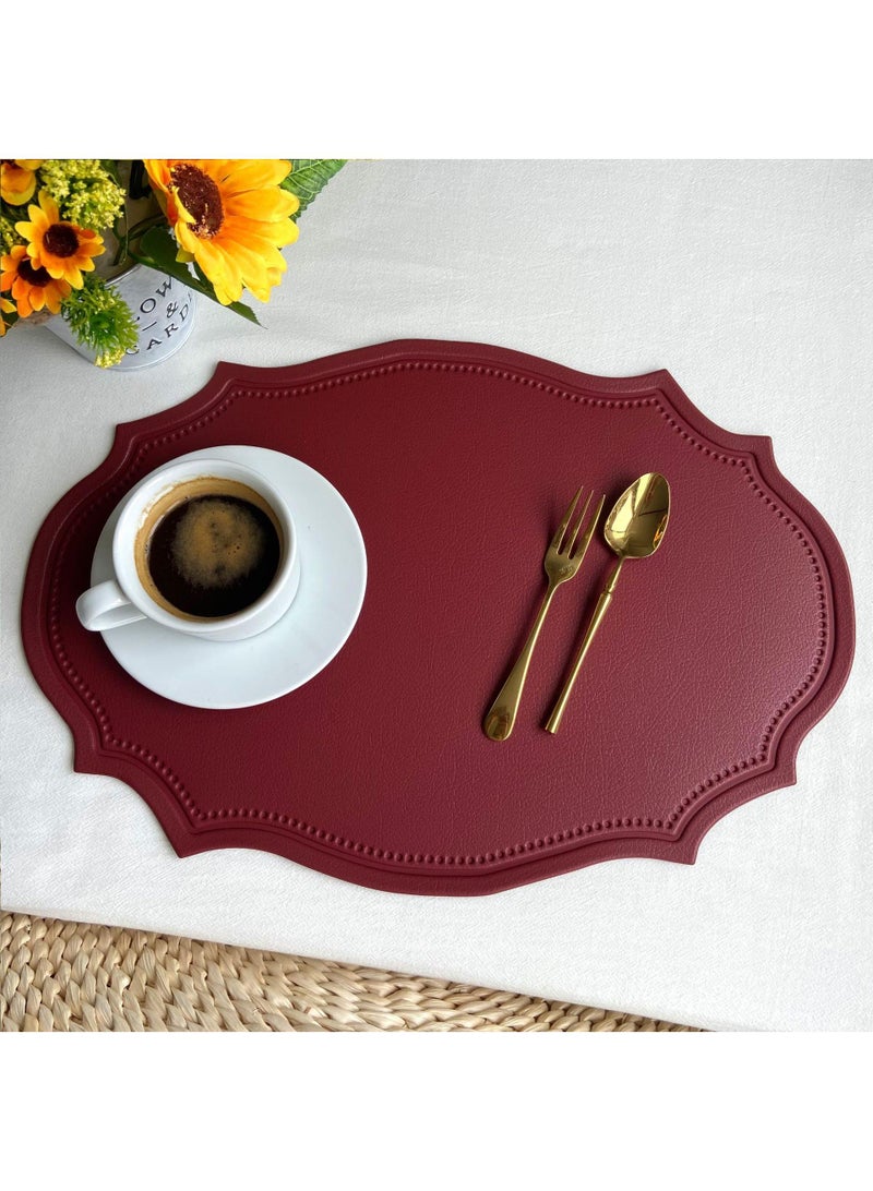 2 pcs Vintage thermal insulation pad, waterproof and oil resistant leather pad, home Western food hotel dining pad