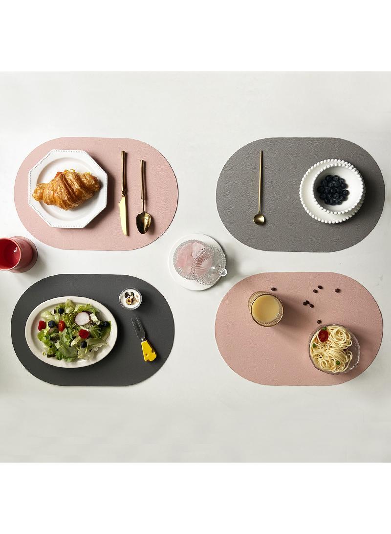 Creative Oval Western Cuisine PU Leather Mat Waterproof, Oil proof, and Heat Insulation Mat Hotel Mat 4pcs