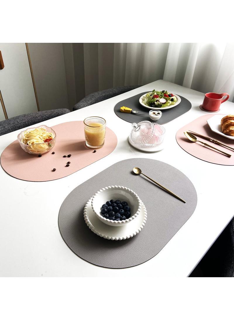Creative Oval Western Cuisine PU Leather Mat Waterproof, Oil proof, and Heat Insulation Mat Hotel Mat 4pcs