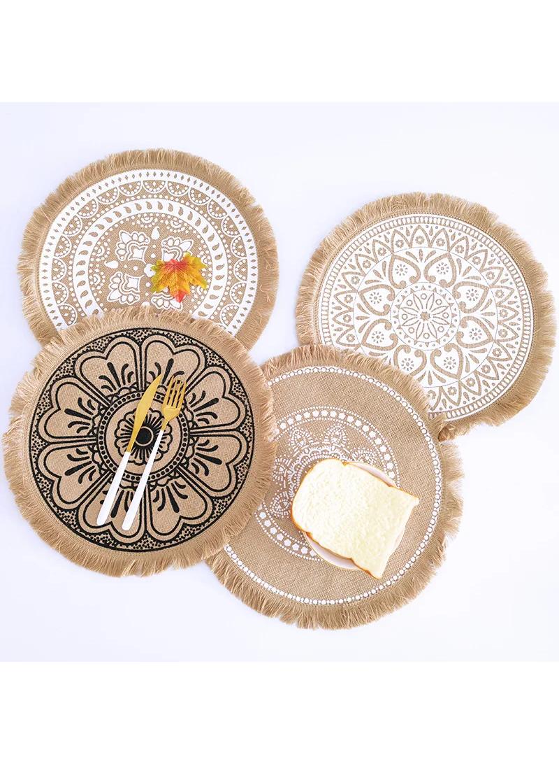 Handwoven cotton fringe placemats printed placemats