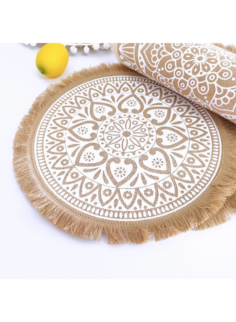 Handwoven cotton fringe placemats printed placemats