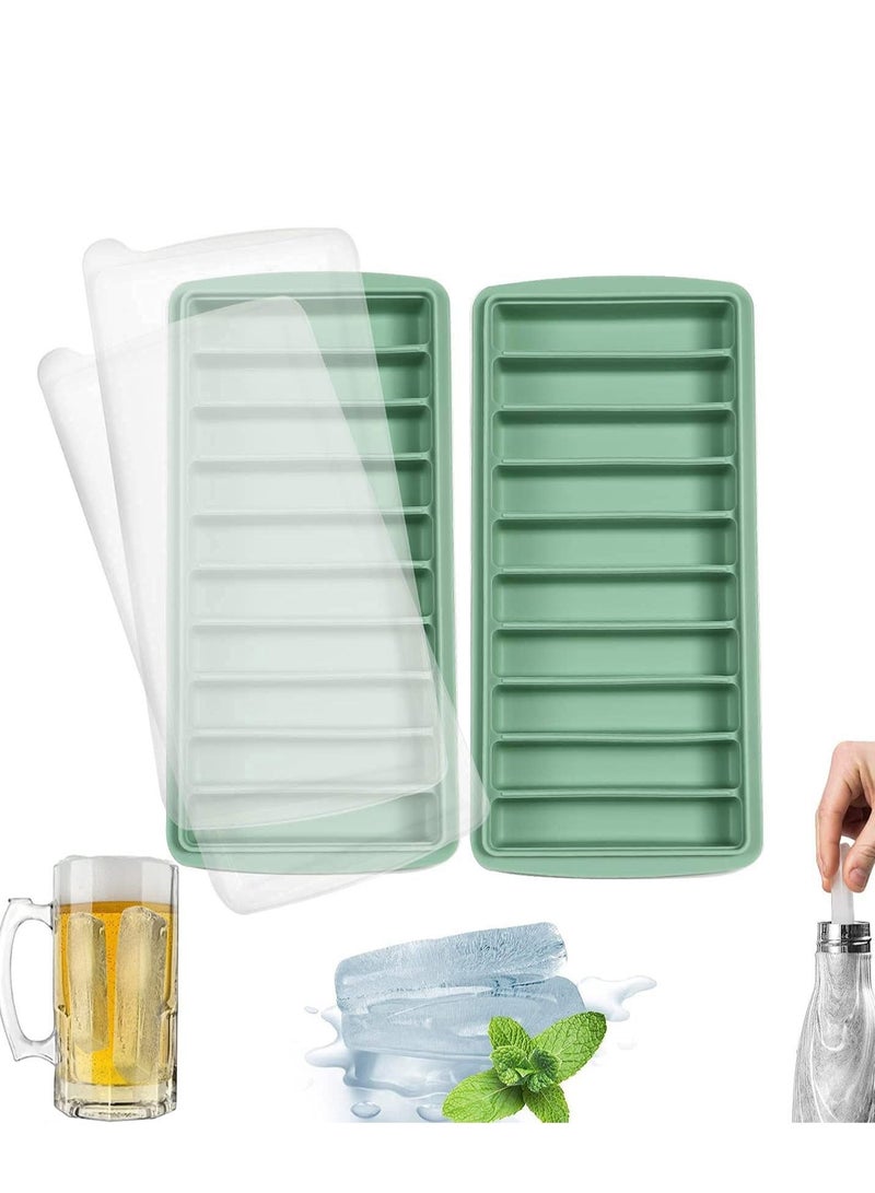 Narrow Ice Stick Cube Trays, Long Tray Silicone with Lid, Rectangular Stick, Reusable, Flexible, Easy Release, Ideal for Sports and Water Bottles, Juice Parties