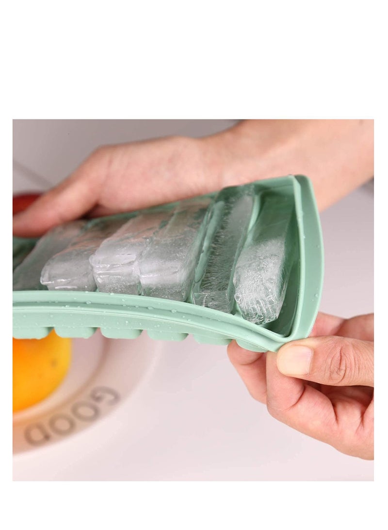 Narrow Ice Stick Cube Trays, Long Tray Silicone with Lid, Rectangular Stick, Reusable, Flexible, Easy Release, Ideal for Sports and Water Bottles, Juice Parties