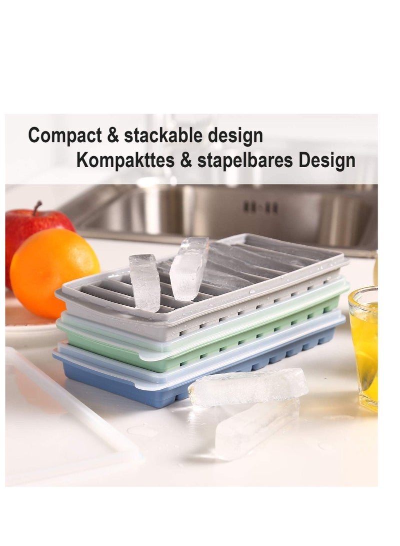 Narrow Ice Stick Cube Trays, Long Tray Silicone with Lid, Rectangular Stick, Reusable, Flexible, Easy Release, Ideal for Sports and Water Bottles, Juice Parties