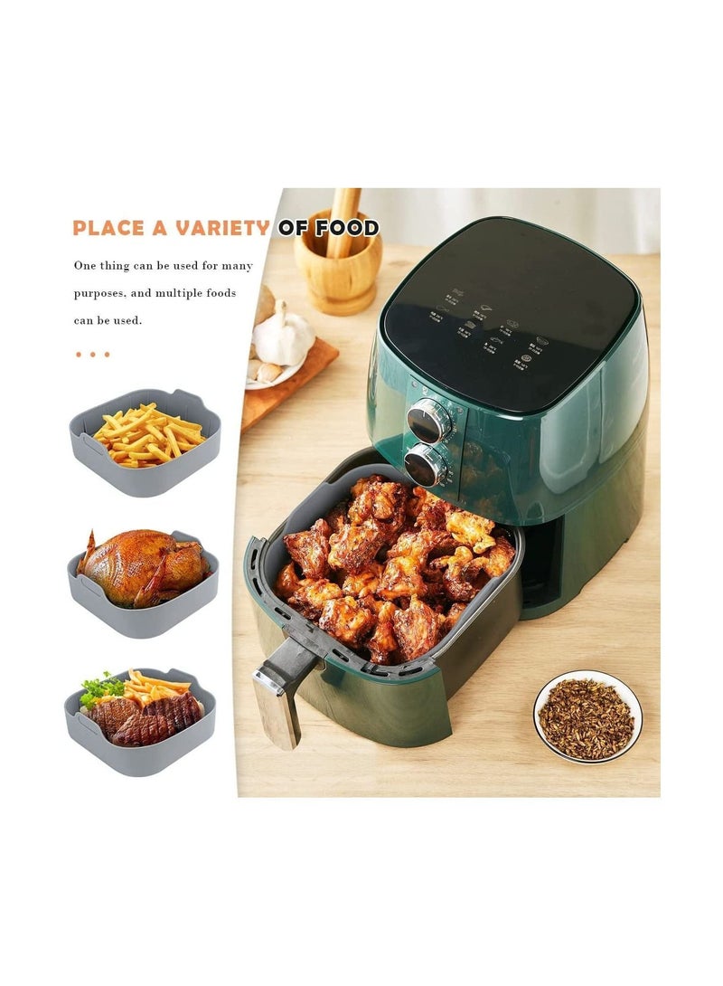 Air Fryer Silicone Pot - Liners for 6.5 QT or Bigger Square, Food Safe Reusable Basket, Easy Cleaning Pan with Heat-proof Gloves