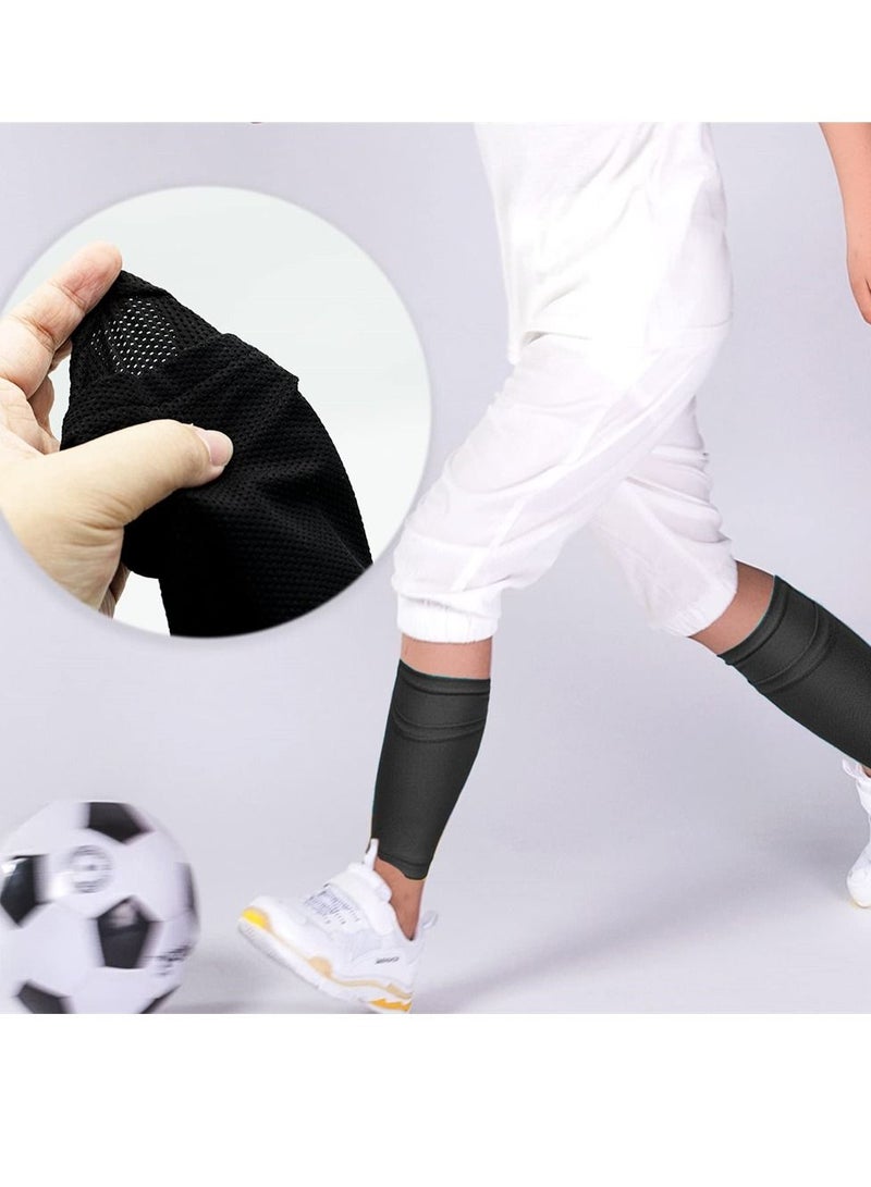 Football Shin Guards, Shin Guards Pads + High Elastic Sleeves, Youth Boys Girls Shin Pad Sleeves for Football Games, EVA Cushon Protection Reduce Hit and Lnjuries