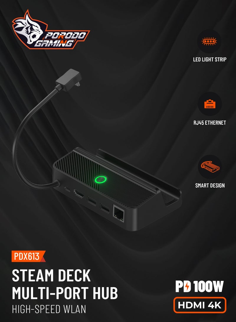 Gaming Steam Deck Hub with WLAN PD 100W - Black