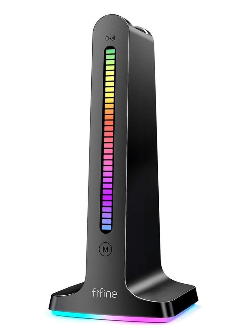 Porodo Gaming RGB Dynamic Sound Lighting Headphone Stand with Cable Storage 300mAh - Black