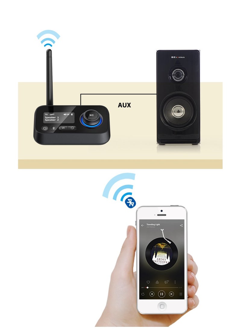 3 in 1 Bluetooth Transmitter Receiver and Wireless Audio Adaptor - Black