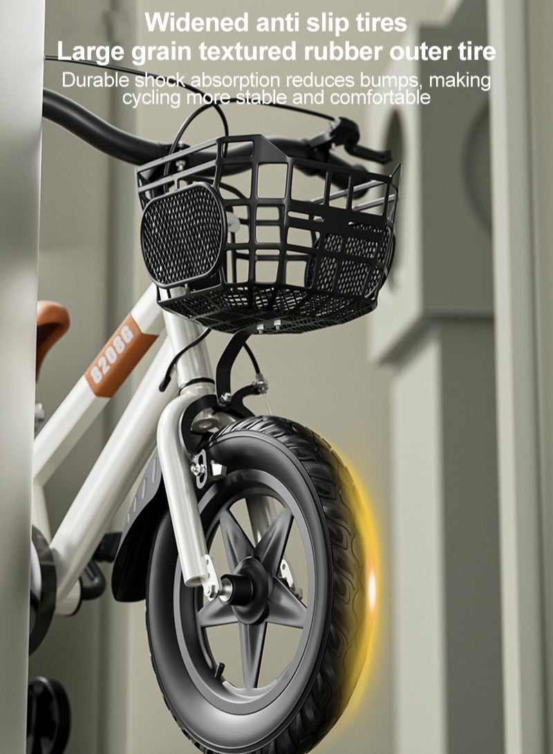 12 inch Children's Bicycles High Carbon Steel Frame, Wear-resistant Tires, Adjustable Seat, Smooth Bearings, Safe and Stable, Responsive Dual Brakes Perfect for Kids' Cycling Adventures