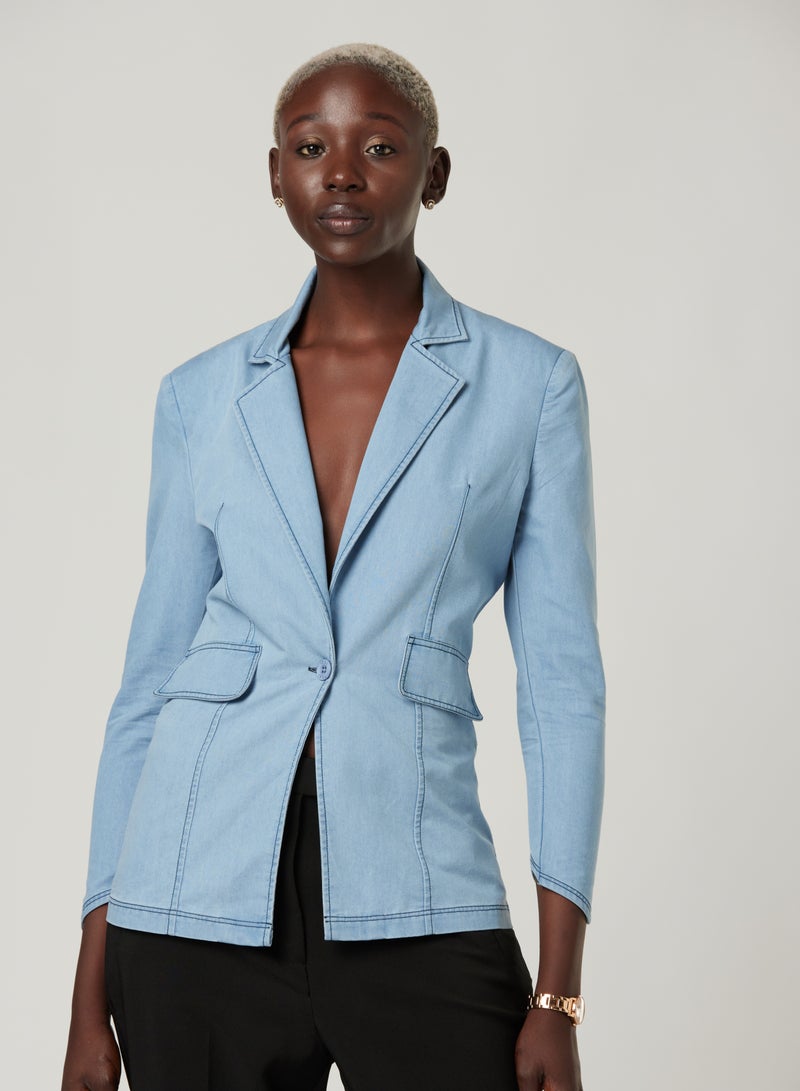 Denim Blue Fitted blazer