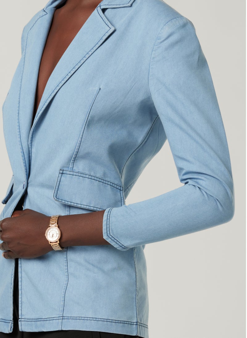 Denim Blue Fitted blazer