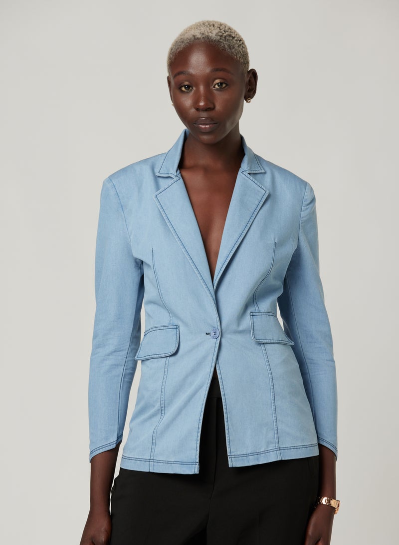 Denim Blue Fitted blazer