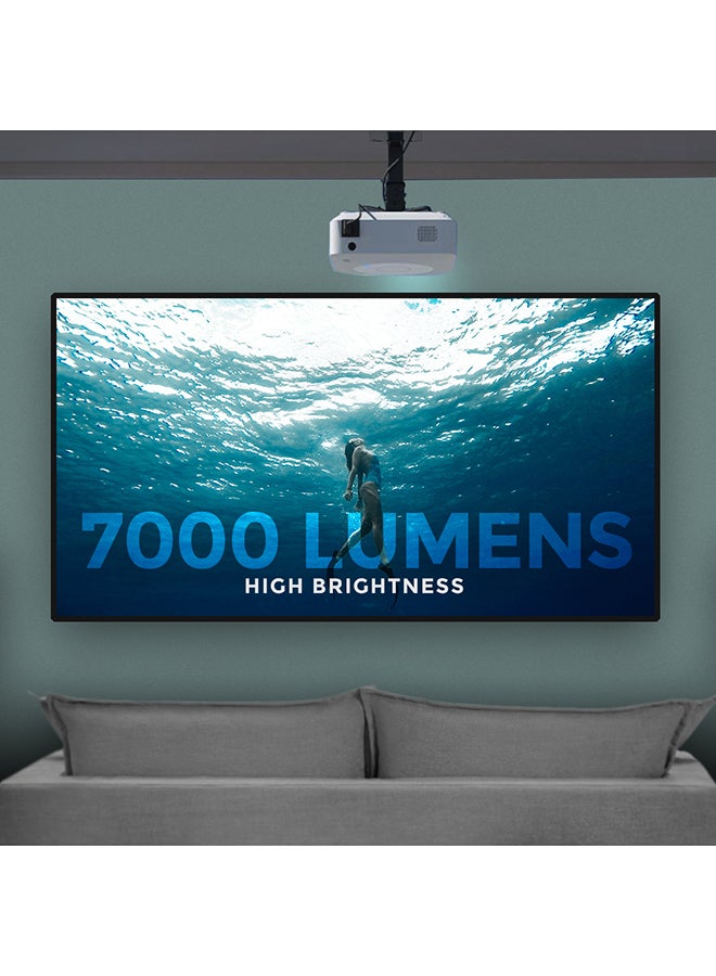 Android 9.0 Tv Led Projector 7000 Lumens/Screen Size Upto 300 Inchnative Res 1080P Full Hd Download Apps Bluetooth Wifi 4K Home Theater Gaming Video PROJ-WO-73-AN White