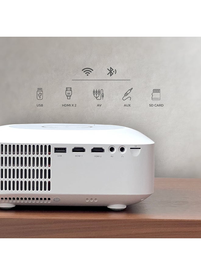 Android 9.0 Tv Led Projector 7000 Lumens/Screen Size Upto 300 Inchnative Res 1080P Full Hd Download Apps Bluetooth Wifi 4K Home Theater Gaming Video PROJ-WO-73-AN White