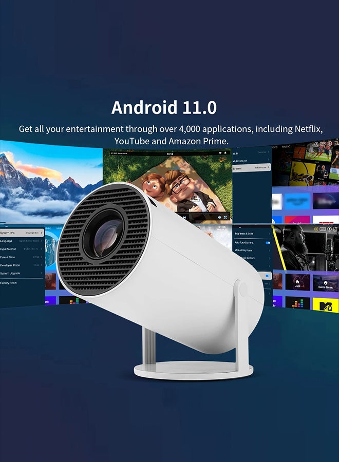HY300 Android 5G Wifi Smart Portable Projector 1280 720P Full HD Office Home Theater Video Mini Projector Optical specifications PROJ-WO-87-AN White