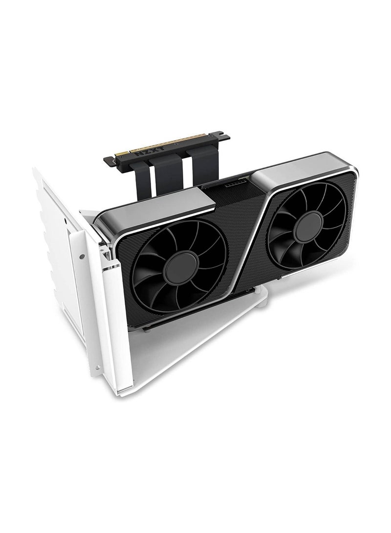 NZXT Vertical GPU Mounting Kit, 175 mm PCIe 4.0x16 Riser Cable, GPU Holder, Sturdy Steel Bracket, Fits perfectly with NZXT H5, H7 and H9 Series, White | AB-RH175-W1