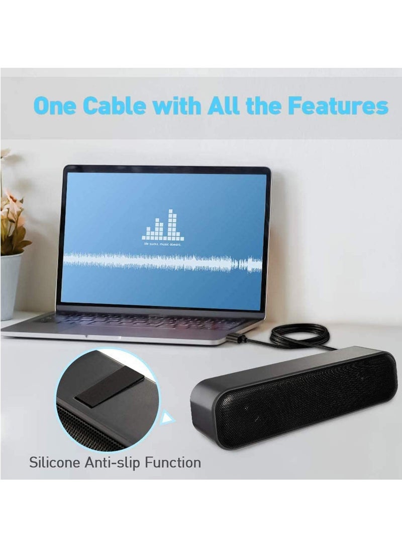 Computer Speaker, USB Powered Speaker, Portable Computer Sound Bar, Bar-Plug and Play, Compatible with Various Devices System