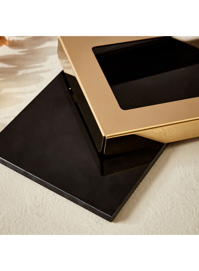 Zen Detachable Marble Tray With Golden Edge And Rib 2.5 X 30 X 16 Cm