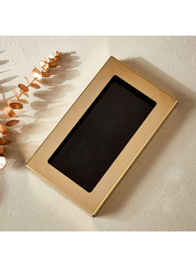 Zen Detachable Marble Tray With Golden Edge And Rib 2.5 X 30 X 16 Cm
