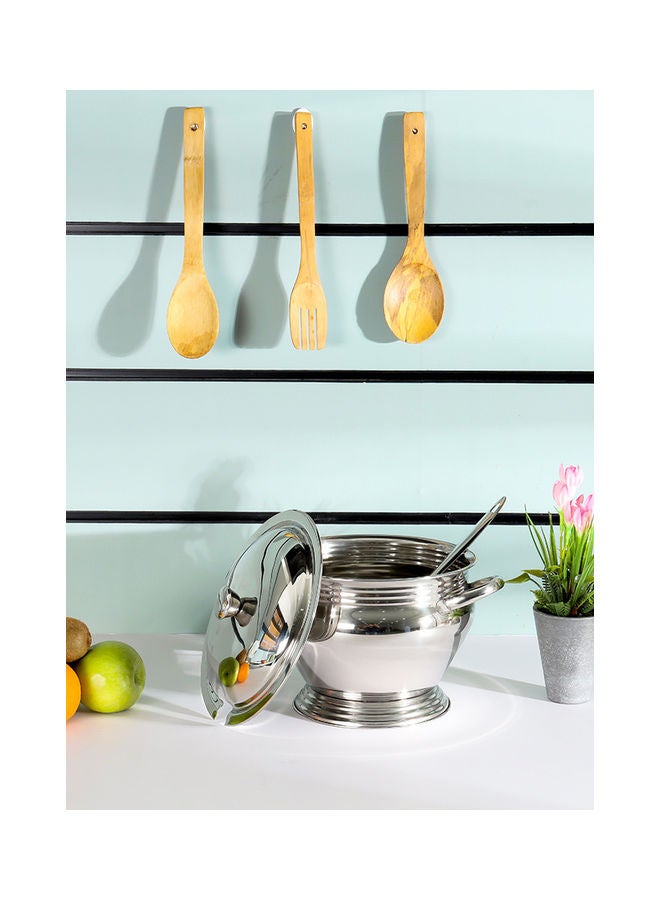 23 CM Kenzo Soup Tourien With Ladle- RF11578| Perfect for Serving Soups Stews Etc| Includes a Lid Kitchen Use Versatile And Strong Stainless Steel Construction| Silver Silver 23cm