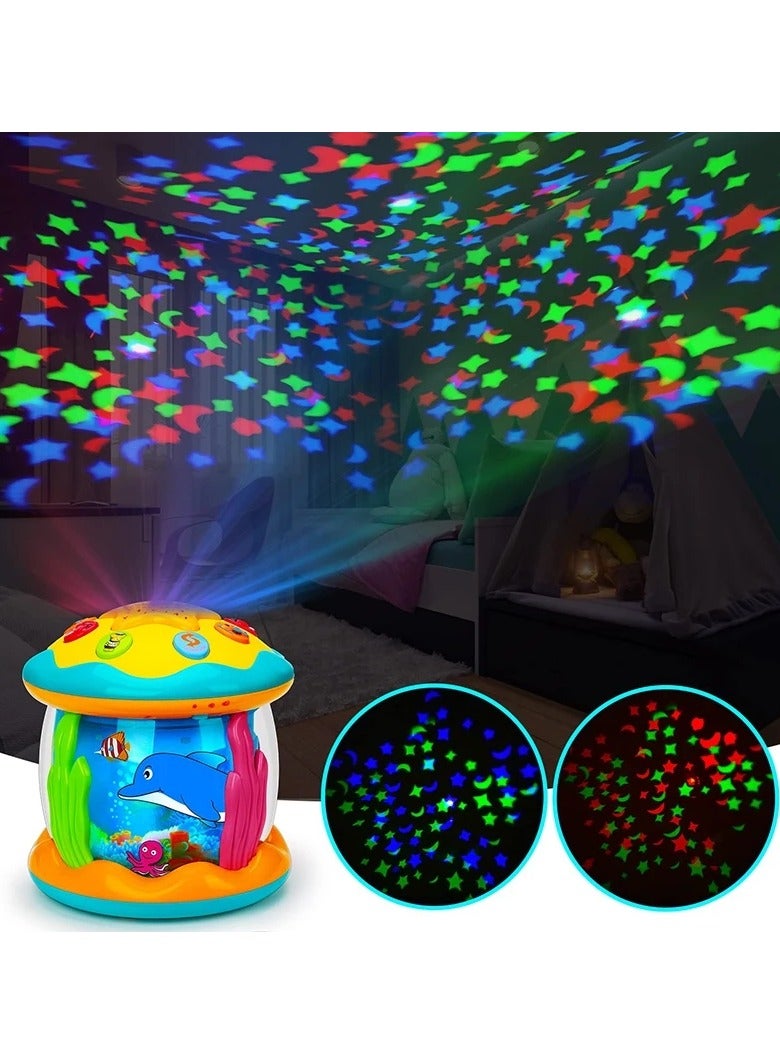 Rotating Ocean Light Projector for 1-3 Years Old Baby Musical Toys Montessori Early Educational Sensory Toys for Toddlers Gifts