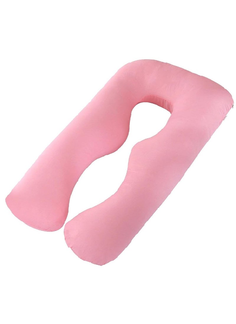 Comfort Pregnancy Maternity Body Support Nursing U Shape Pillow Velvet Pink 130 x 70cm