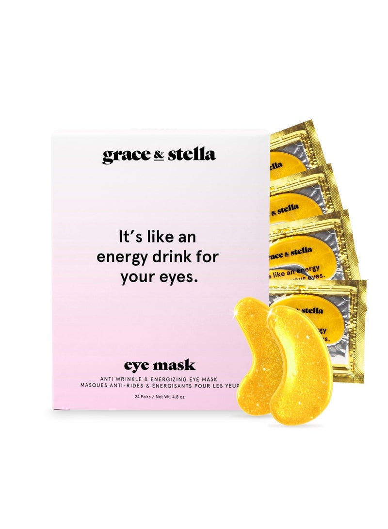 grace & stella Under Eye Mask (Gold, 24 Pairs) Reduce Dark Circles, Puffy Eyes, Undereye Bags, Wrinkles - Gel Under Eye Patches - Gifts for Women - Birthday Gifts for Women - Vegan Cruelty Free