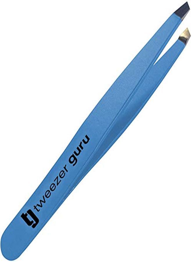 Tweezers For Eyebrows - 1 Pack Slant Tip Professional Stainless Steel Eyebrow Tweezers For Women & Men - Great Precision On Brow, Facial Hair & Ingrown Hair (Bold Blue)