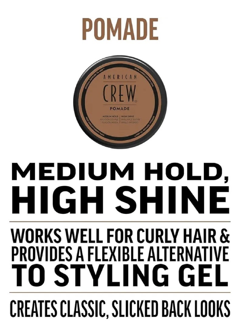 Hair Styling New Crew Classic Pomade, Medium Hold, High Shine, Perfect For Curly Hair For Styling, 50g